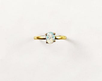 Oval Ethiopian Opal Ring, Natural Opal Gold Plated Brass Ring, Handmade Elegant Gemstone Ring, Boho Minimal Jewelry, Gift for Her, RGSR104