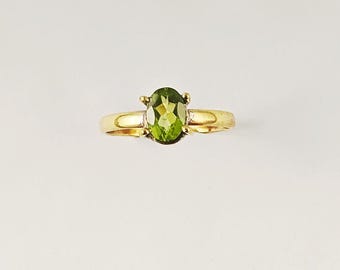Peridot Gemstone Ring, Gold Plated Brass Ring, With Prong Setting Natural Stone Statement Ring, Boho Style Jewelry, RGDY03