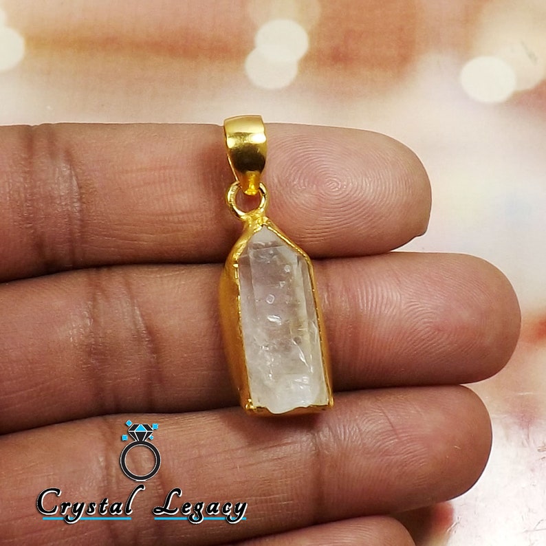 Crystal Rough Pendant Brass Pendant Raw Pendant Gemstone Pendant Unique Pendant Gold Plated Pendant Women Pendant Rough Pendant