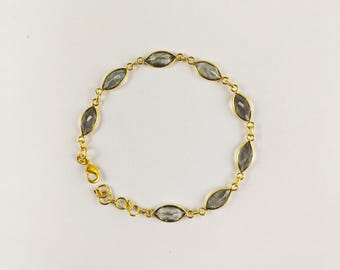 VVV Green Amethyst Bracelet, Natural Amethyst Bracelet, Women Bracelet, Brass With Gold Plated Jewelry, Bezel Bracelet, For Her, CH704
