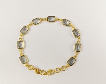 VVV Green Amethyst Bracelet, Natural Amethyst Bracelet, Women Bracelet, Brass With Gold Plated Jewelry, Bezel Bracelet, For Her, CH703