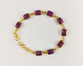 UUU Purple Turquoise Bracelet, Natural Turquoise Bracelet, Women Bracelet, Brass With Gold Plated Jewelry, Bezel Bracelet, For Her, CG622