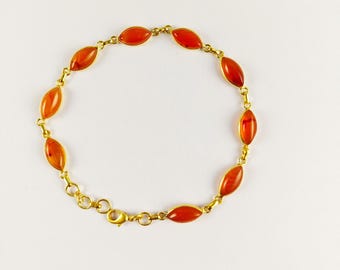 UUU Carnelian Bracelet, Natural Carnelian Bracelet, Women Bracelet, Brass With Gold Plated Jewelry, Bezel Bracelet, For Her, CG623