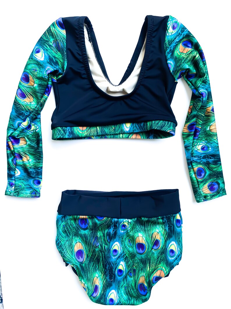 Girl\u2019s Size 6 Black and Green 2 Piece Peacock Dance Gymnastics Leotard Bodysuit Costume