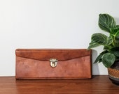 Vintage Leather Knitting Needle Case, Etui Case, Paintbrush Case