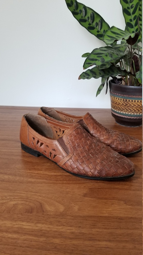 Vintage Leather Slip On Shoes, Leather Loafers, Br