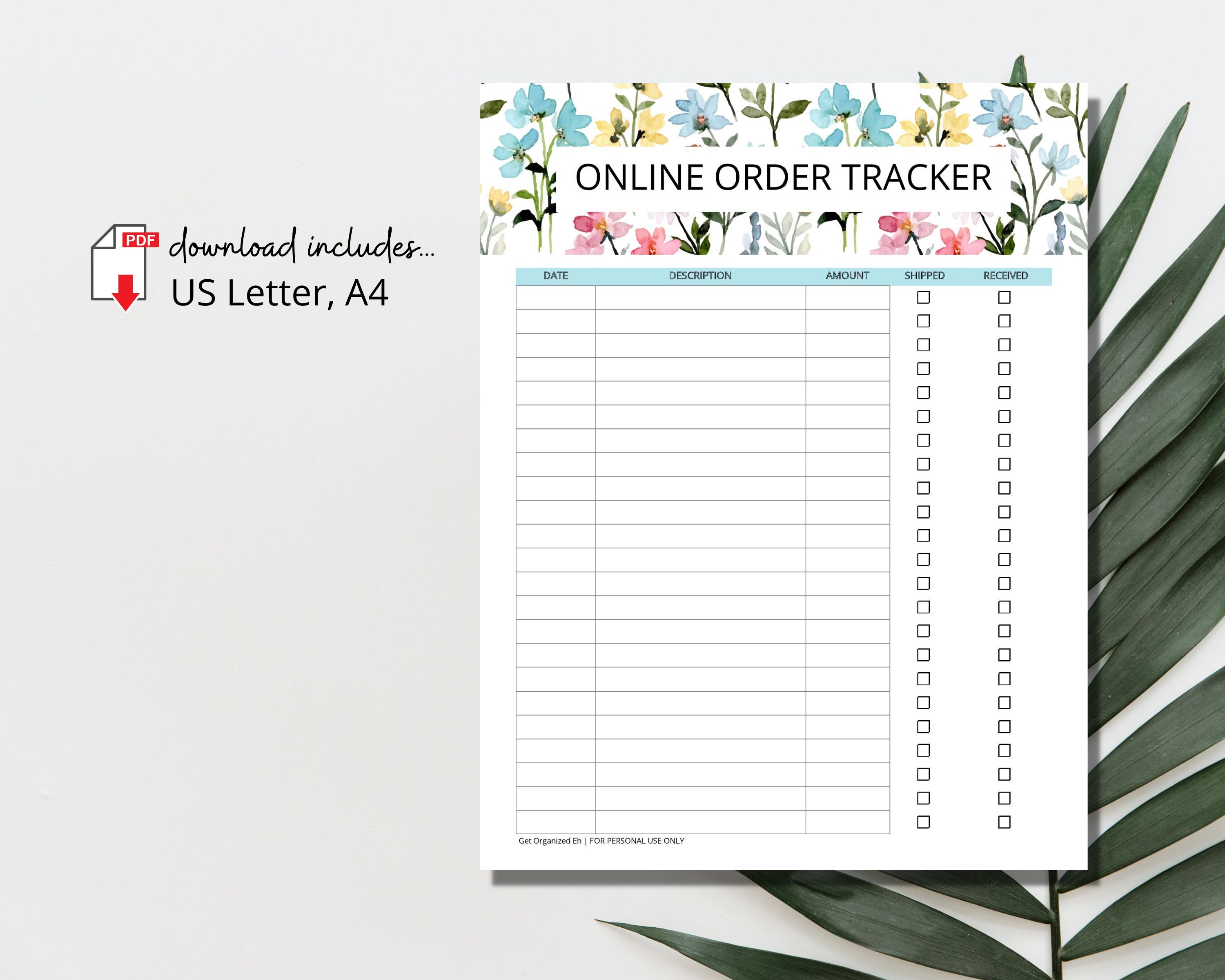 Online Order Tracker Printable Online Shopping Tracker Etsy