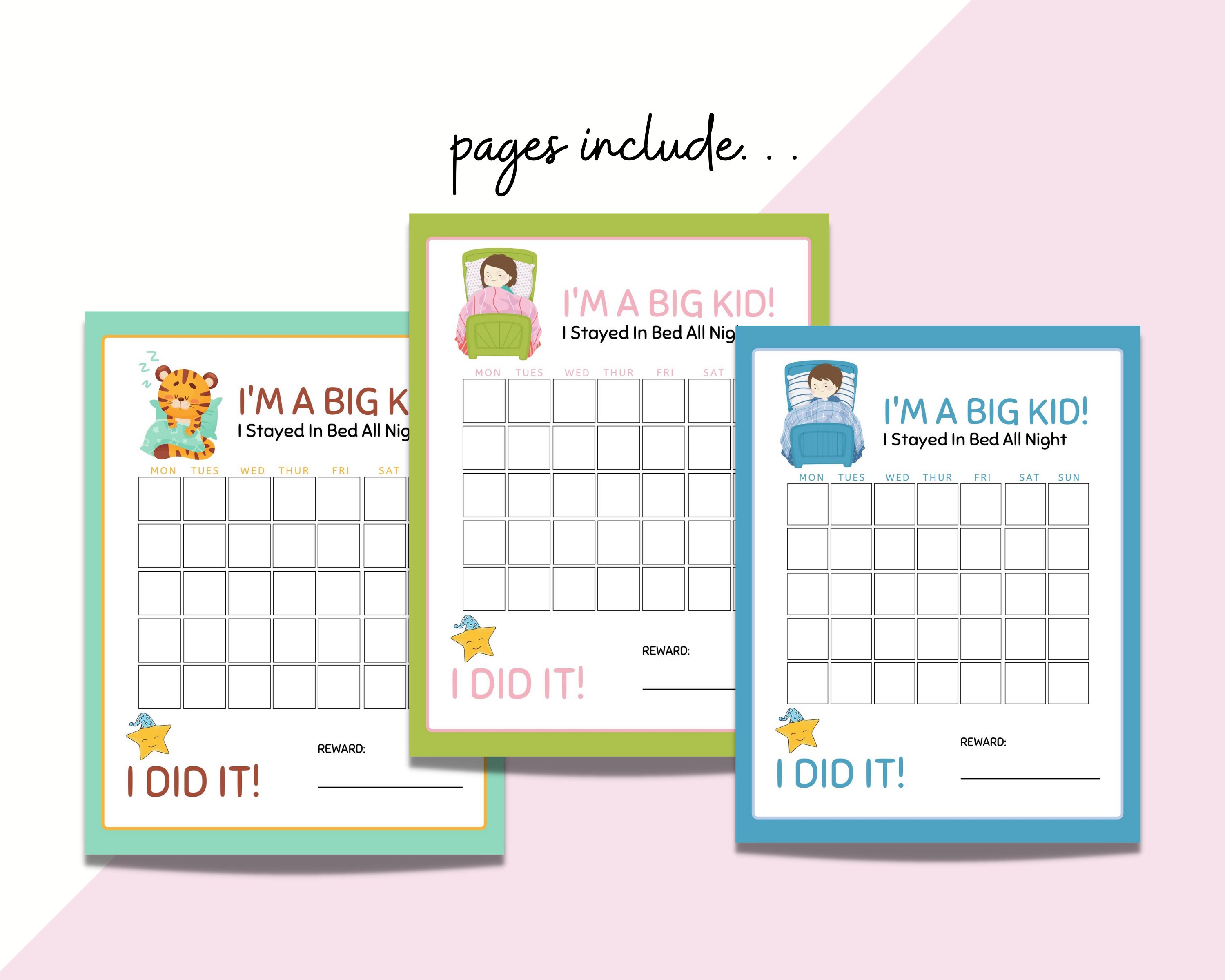 Toddler Stay in Bed Chart Kids Reward Chart Kids Bedtime  Etsy