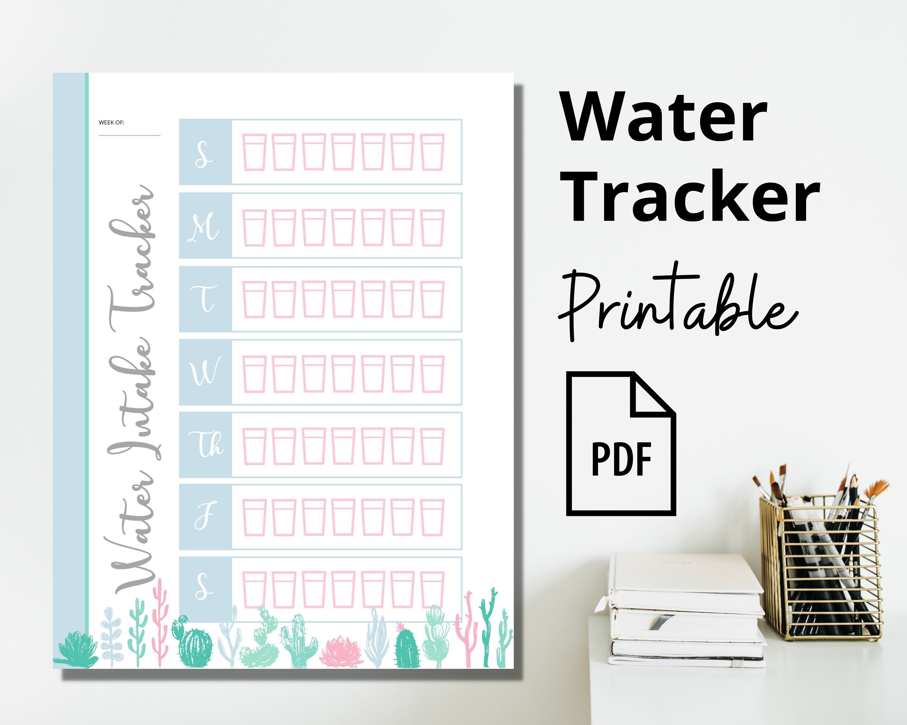 Water Intake Tracker Printable Daily Water Intake Chart | Etsy