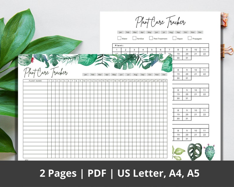 Plant Care Tracker Printable House Plant Journal Fertilizer Etsy