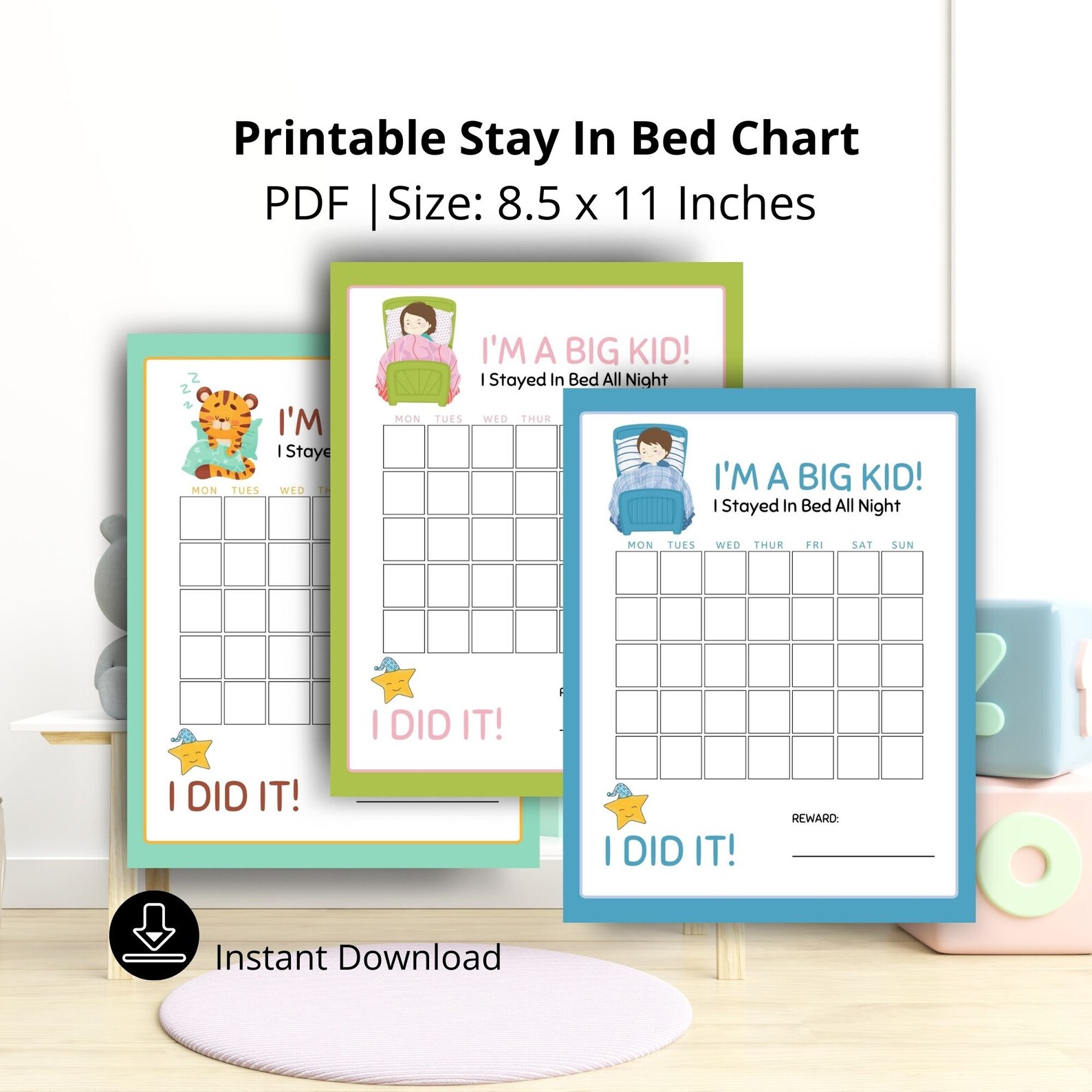 Stay in Bed Reward Chart Toddler Reward Chart Kid Sticker | Etsy