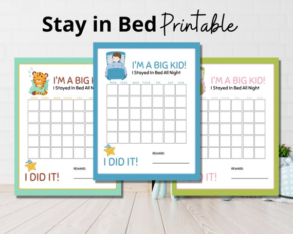 Toddler Stay in Bed Chart Kids Reward Chart Kids Bedtime  Etsy