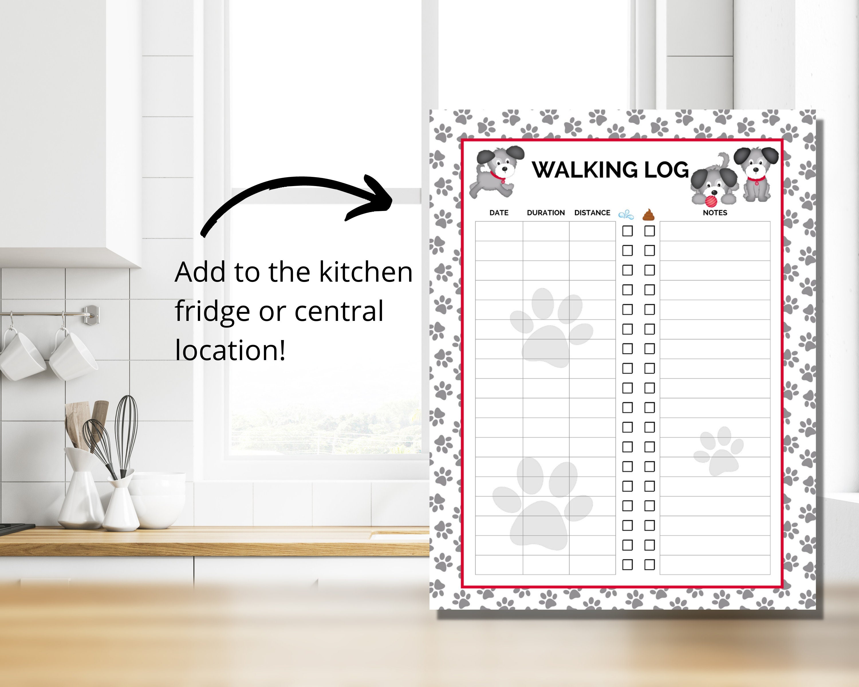 Dog Walking Tracker Printable Dog Walking Log Puppy walking | Etsy