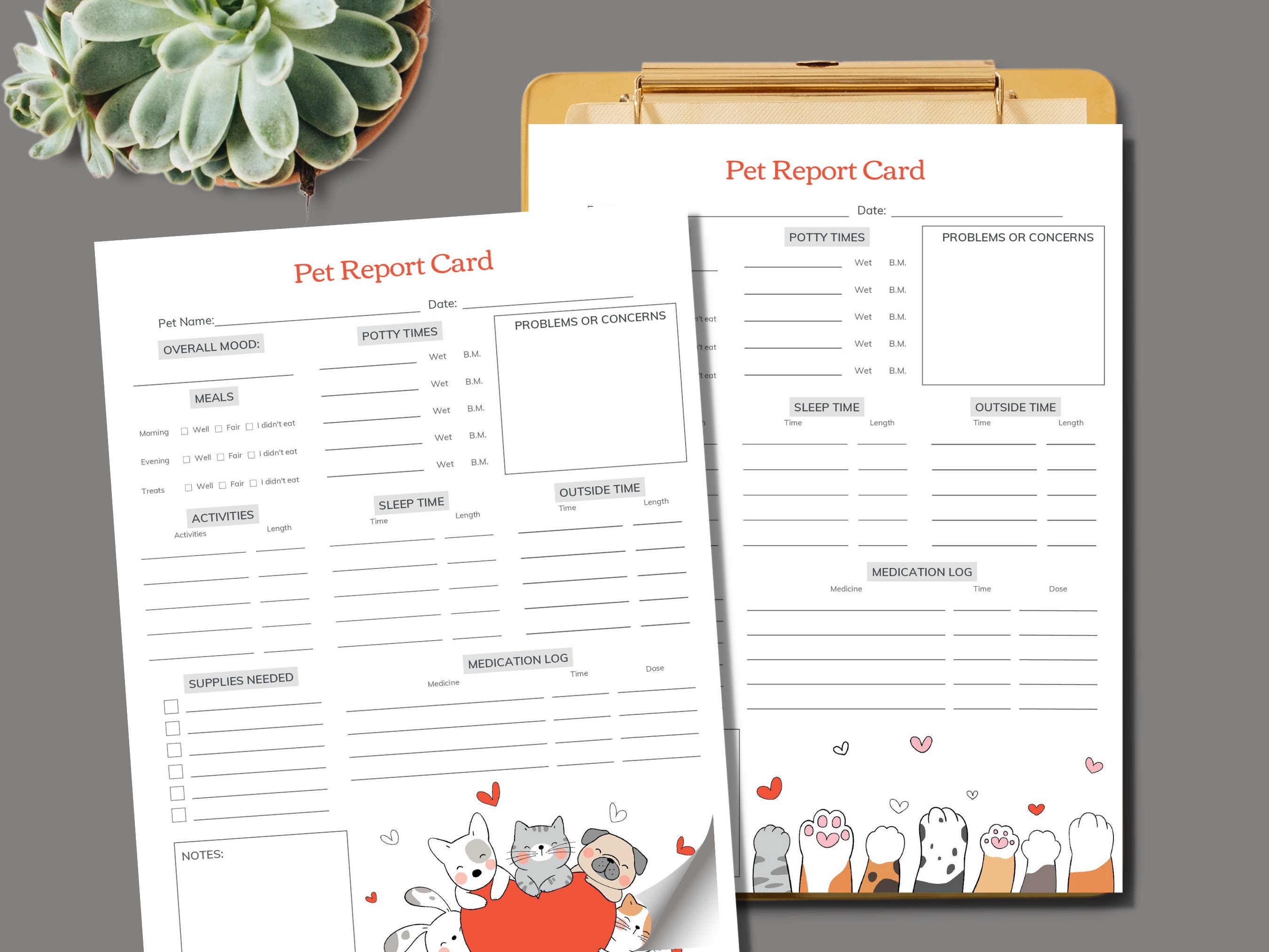 printable-pet-report-card-fillable-template-for-dog-sitters-etsy-uk