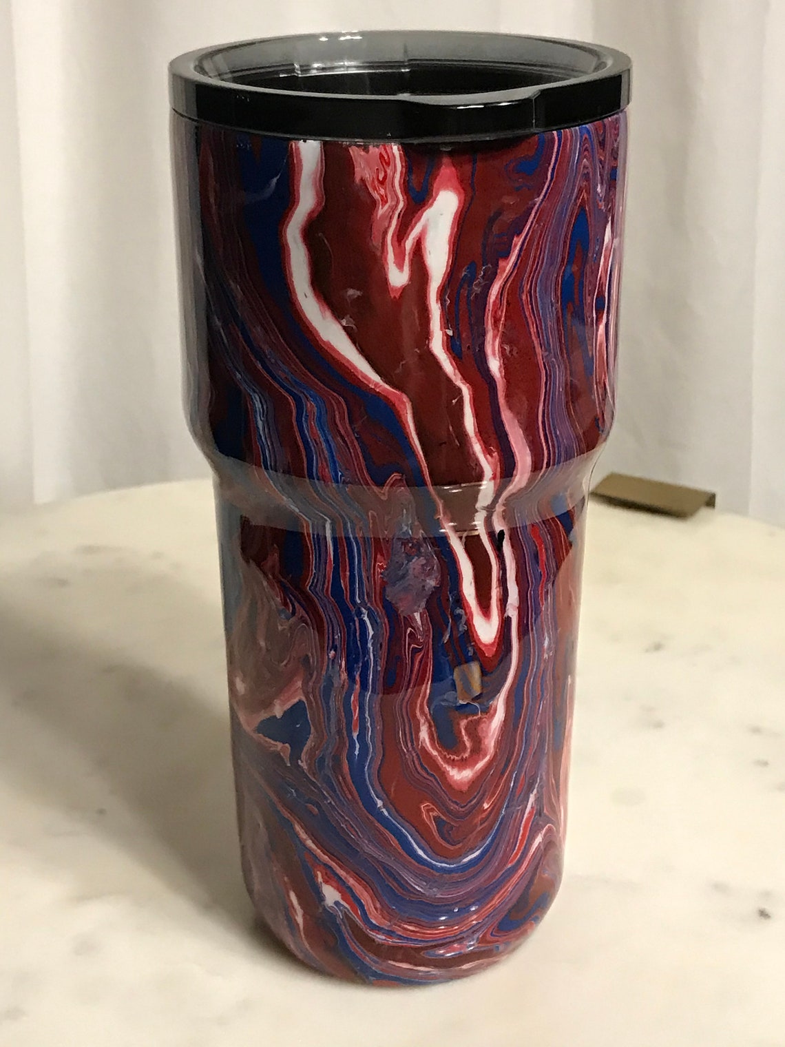 Marble Tumbler Hydro Dipped Tumbler Red Tumbler Insulated Etsy