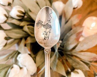 Hand Stamped Vintage Silverware, Mother's Day Gift, Tea Party, Tea Lover, Coffee Spoon, Birthday, Personalized Gift