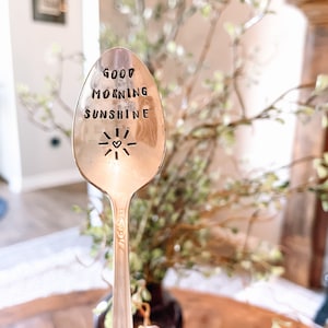 hand stamped tea spoo good moring sunshine
