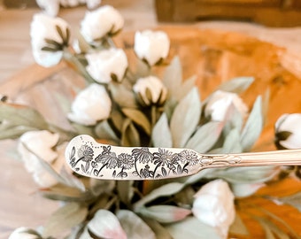 Hand Stamped Vintage Silverware, Mother's Day Gift, Tea Party, Tea Lover, Butter/Jelly Jam Spreader, Cheese Knife, Birthday