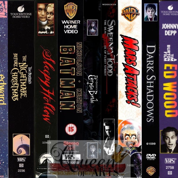 Tim Burton VHS and DVD Film Tumbler Template PNG FIle