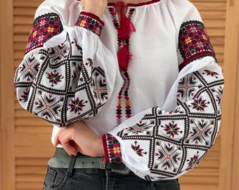 Ukrainian Vyshyvanka - Embroidered Blouse for Women on a White Homespun Cloth - Limited TIME Offer