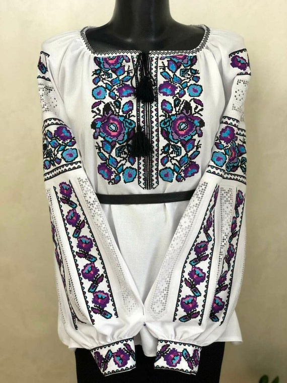 Ukrainian Vyshyvanka Embroidered Blouse for Women on a White | Etsy