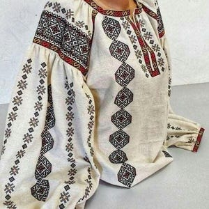 Ukrainian Vyshyvanka - Embroidered Blouse for Women on a Beige Homespun Cloth - Limited TIME Offer