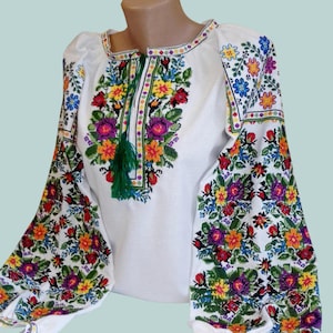Ukrainian Vyshyvanka - Embroidered Blouse for Women on a White Homespun Cloth - Limited TIME Offer