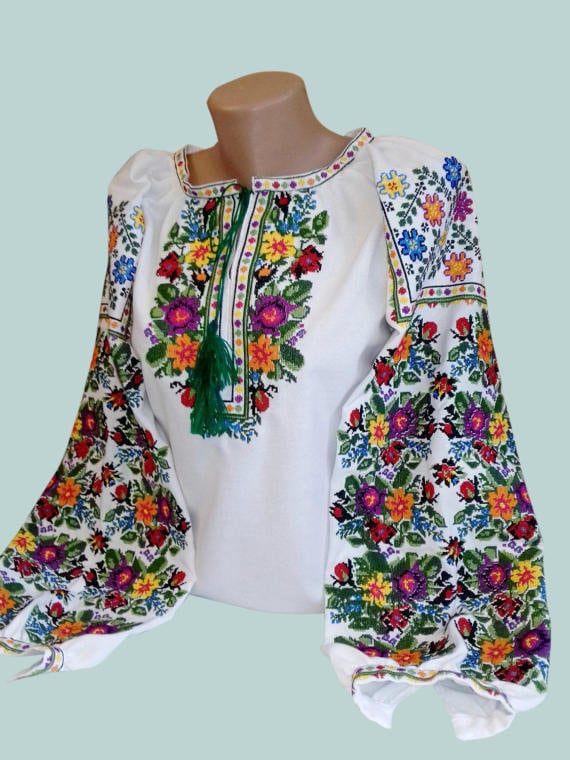 Ukrainian Vyshyvanka - Embroidered Blouse for Women on a White Homespun Cloth - Limited TIME Offer