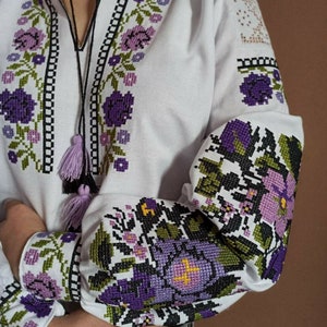 Ukrainian Vyshyvanka - Embroidered Blouse for Women on a White Home-Spun Cloth. The Best Ukrainian Gift Idea.