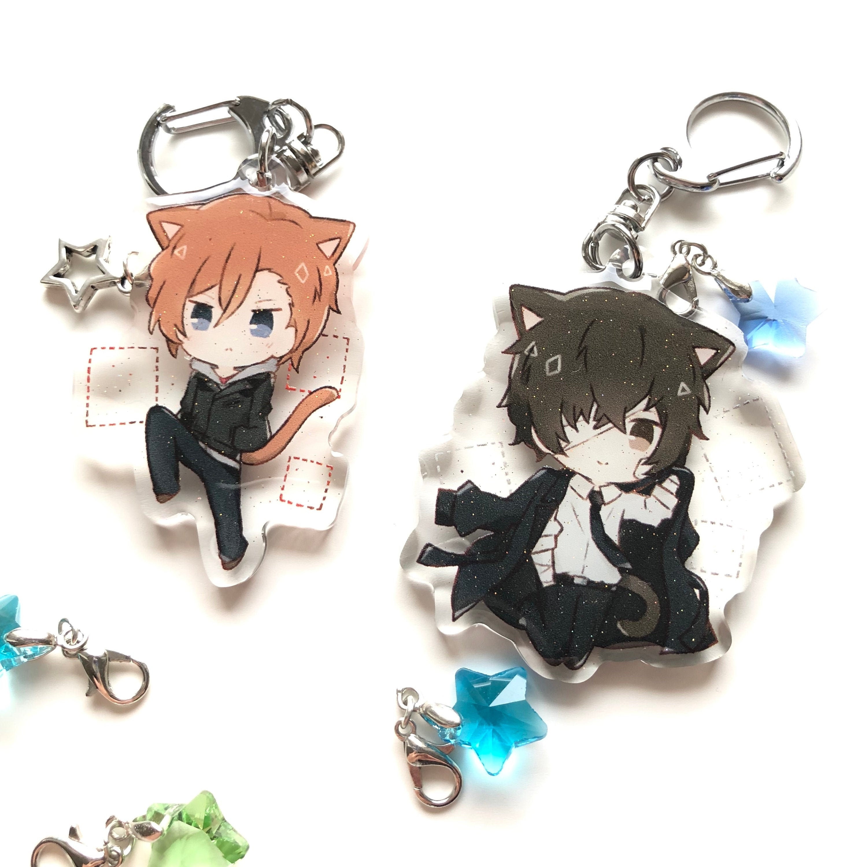 RJZMMN Dazai Osamu Keychain Anime Nakahara Chuuya Cosplay Akiko Yosano  Costume Keyring Acrylic Pendant at  Men's Clothing store