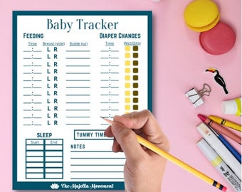Baby Tracker Checklist | Infant Task Digital File | Feeding Times List | Diaper Changing Notes | Nursery | Postpartum | Doula | Babysitting