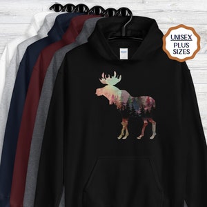 Moose Sweatshirt Moose Shirt Gifts Moose Hoodie Women Wildlife Shirt Caribou Sweater Nature Lover Gift
