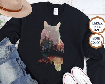 Owl Shirts Wilderness Nature Animal lover Shirt Owl Lover Gifts crewneck sweatshirt for women Family Cabin, Lake House Shirt