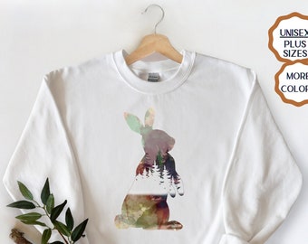 Rabbit lover sweater bunny Hare hirts for women Cute Bunny Shirt  Easter Shirt rabbit lover gift