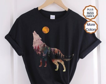 Mond heulender Wolf, Wolf Sweatshirt, Wolf Shirt, Wolf T-Shirt Geschenk Tshirt, Camping Natur Shirt, Wolf Sweat, Wolf Liebhaber Shirt, Wolf Kleidung
