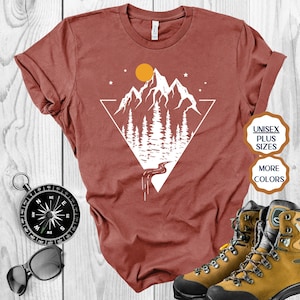 Hiking Shirt, Geometric Shirt, Waterfall shirt, Mountain Design T-shirt, Nature Shirt, Lake Shirt, Camping shirt, Gift for hikers