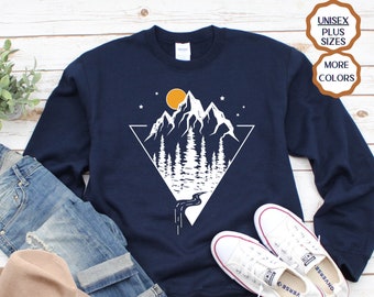 Mountains Sweatshirt geometric shirt, hiking sweatshirt, Cabin Mountain sweatshirt for hikers