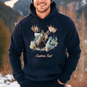 Moose Shirt, Custom Hoodie, Crewneck Gift for Hunter Outdoorsman Personalized gift for him, Moose Gifts
