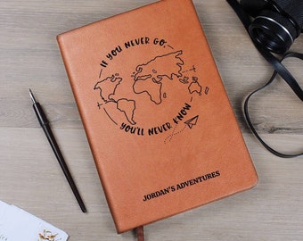 Custom Travel Journal, Leather Notebook, Graduation Gift  Personalized Leather Journal, Coworker retirement Farewell