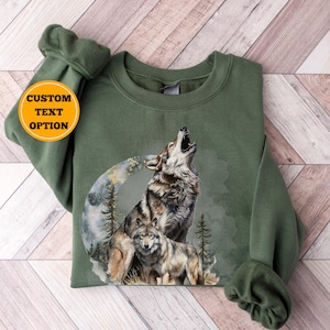 Wolf Comfort Colors® Shirt- Sweatshirt, Wolf Lover 90&#39;s Retro Wolves Howling Sweatshirt - Wolf Hoodie - Vintage Aesthetic Animal Sweater