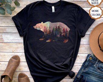 Bear tshirt sweatshirt for women bear shirt camping, wilderness wildlife camp shirt nature mama bear