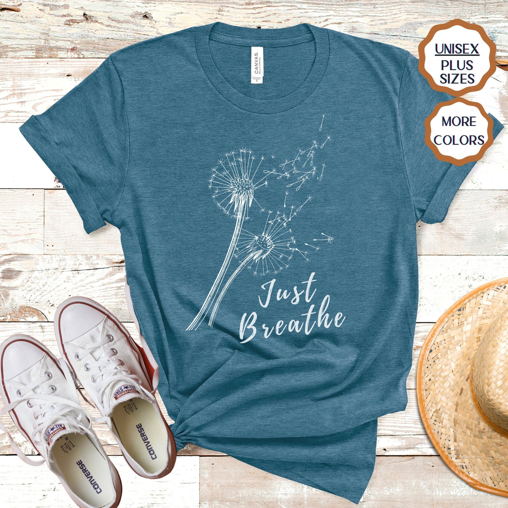 Just Breathe Dandelion Shirt Just Breathe Tshirt Blowing Etsy