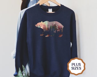 Camping shirt Bear t-shirt wildlife Mountain Mama Bear top Cabin womens sweater hiking clothing