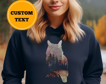 Custom Owl Shirt, wilderness Sweatshirt for Women or Men, Gift for Owl Lovers, Personalised Gift, Family Cabin Lake House Shirt