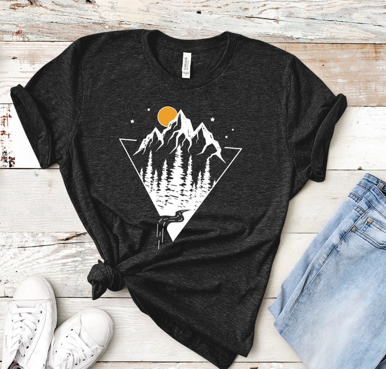 Geometric Shirt Waterfall shirt Mountain Design T-shirt | Etsy