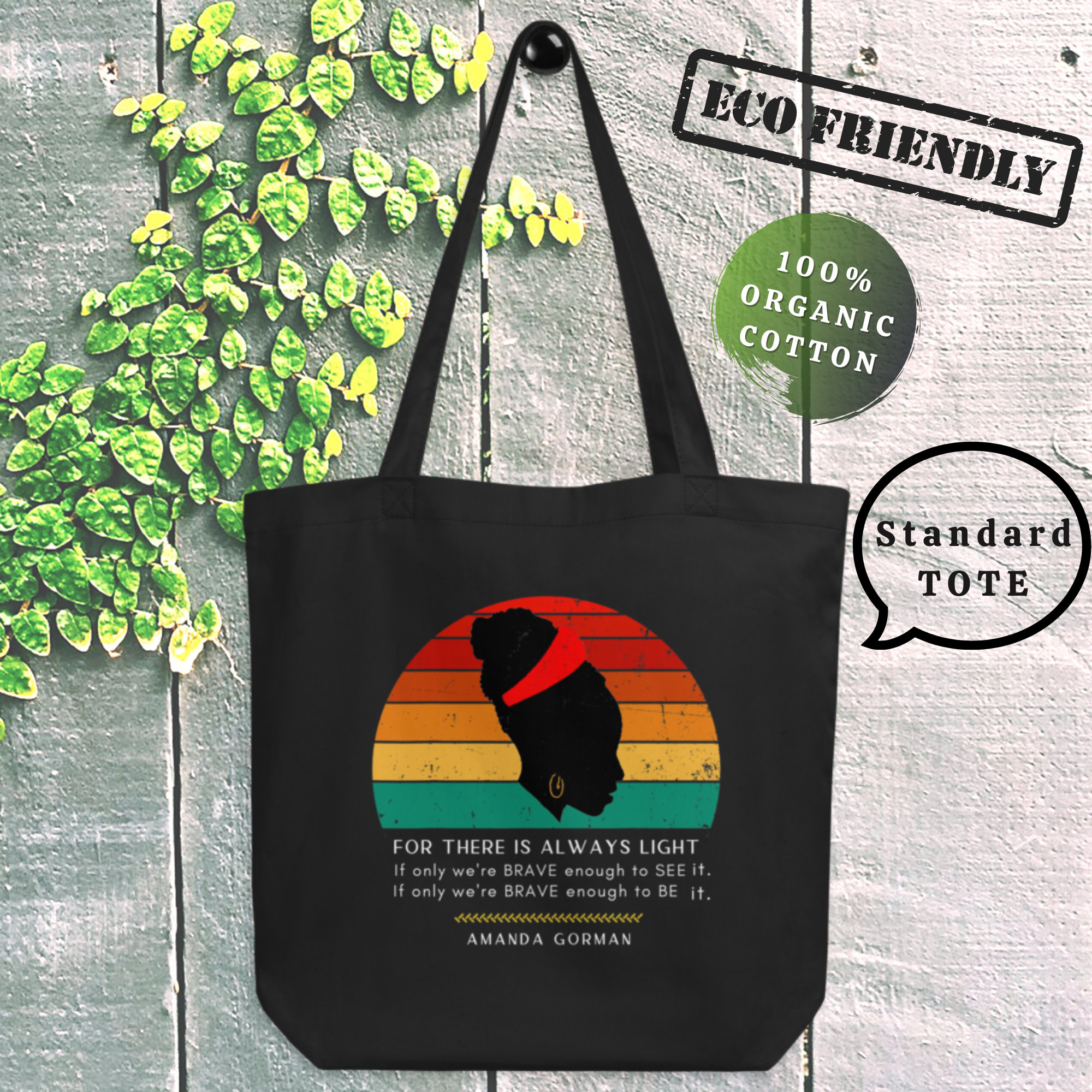Amanda Gorman Eco Tote Bag Canvas BLM T Be the Light Black History