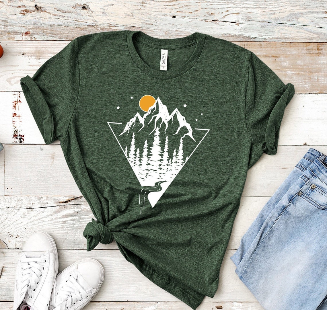 Geometric Shirt Waterfall shirt Mountain Design T-shirt | Etsy