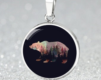 Bear necklace for women Mama Bear Pendant Engraved Gifts Personalized Wilderness Charm Jewelry