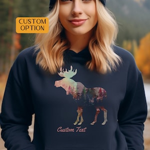 Custom Moose Shirt, Camping Sweatshirt for Women or Men, Gift for Moose Lovers, Personalised Gift, Family Cabin Lake Shirt