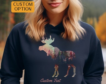 Custom Moose Shirt, Camping Sweatshirt for Women or Men, Gift for Moose Lovers, Personalised Gift, Family Cabin Lake Shirt